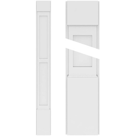 Ekena Millwork Two Equal Flat Panel PVC Pilaster w/Standard Capital & Base, 5"W x 72"H x 2"P PILP05X072DFP01-2